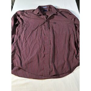 FACONNABLE Men's Blue Red Striped Button Up Long Sleeve Shirt Size Medium